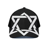 Black And White Star of David Print Black Mesh Trucker Cap
