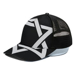 Black And White Star of David Print Black Mesh Trucker Cap
