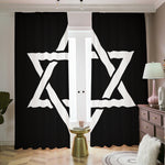 Black And White Star of David Print Blackout Pencil Pleat Curtains