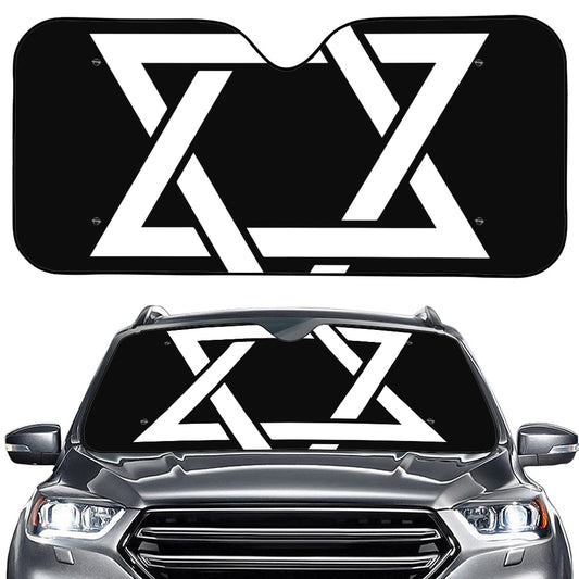 Black And White Star of David Print Car Windshield Sun Shade