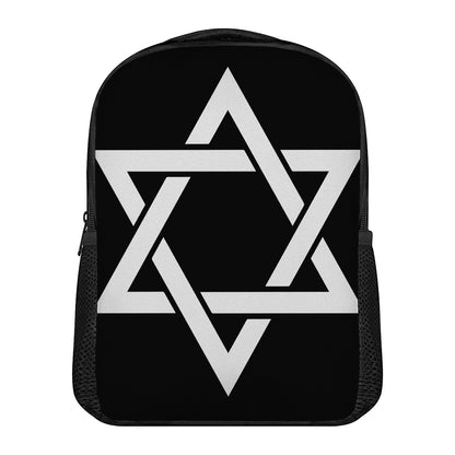 Black And White Star of David Print Casual Backpack