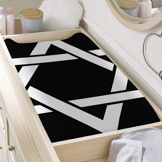 Black And White Star of David Print Changing Pad Cover