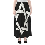 Black And White Star of David Print Chiffon Maxi Skirt