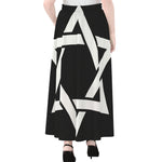 Black And White Star of David Print Chiffon Maxi Skirt
