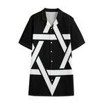 Black And White Star of David Print Cotton Hawaiian Shirt