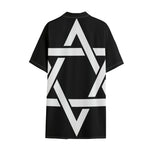 Black And White Star of David Print Cotton Hawaiian Shirt
