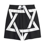 Black And White Star of David Print Cotton Shorts