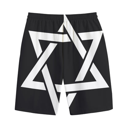 Black And White Star of David Print Cotton Shorts