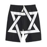 Black And White Star of David Print Cotton Shorts
