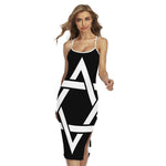 Black And White Star of David Print Cross Back Cami Dress