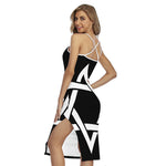 Black And White Star of David Print Cross Back Cami Dress