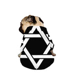 Black And White Star of David Print Dog Zip Up Jacket