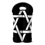 Black And White Star of David Print Double Neoprene Wine Tote