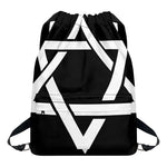 Black And White Star of David Print Drawstring Backpack