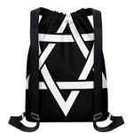 Black And White Star of David Print Drawstring Backpack