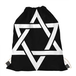 Black And White Star of David Print Drawstring Bag