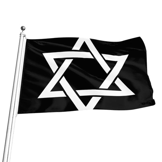 Black And White Star of David Print Flag