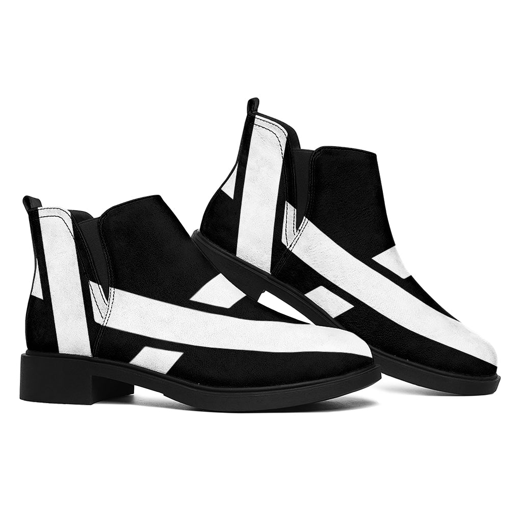 Black And White Star of David Print Flat Ankle Boots