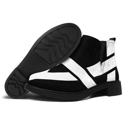 Black And White Star of David Print Flat Ankle Boots