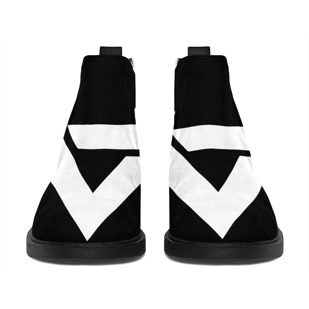 Black And White Star of David Print Flat Ankle Boots