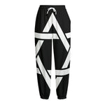 Black And White Star of David Print Fleece Lined Knit Pants