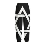 Black And White Star of David Print Fleece Lined Knit Pants