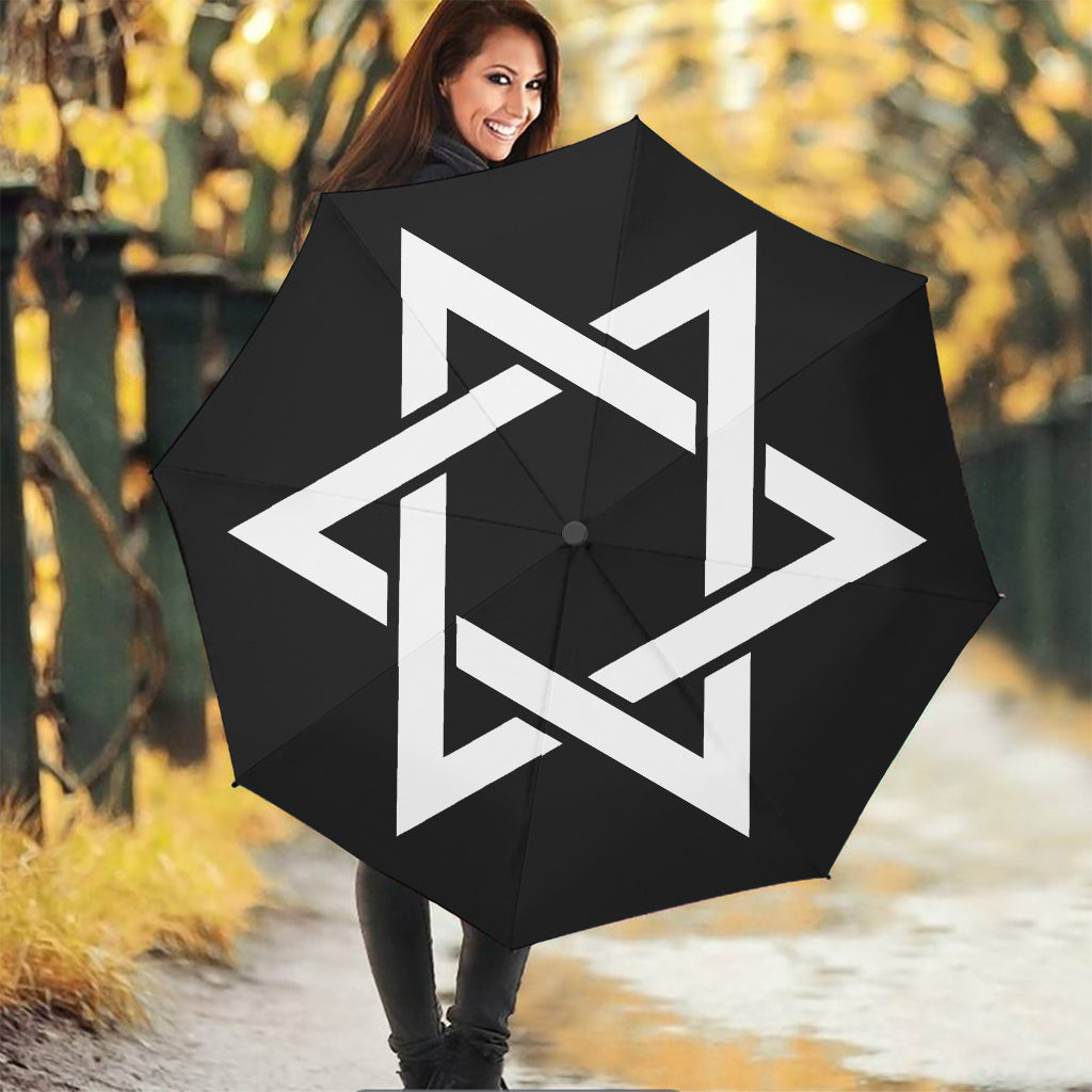 Black And White Star of David Print Foldable Umbrella