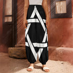 Black And White Star of David Print Harem Pants