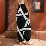 Black And White Star of David Print Harem Pants