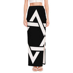Black And White Star of David Print High Slit Maxi Skirt