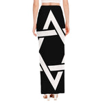 Black And White Star of David Print High Slit Maxi Skirt