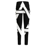 Black And White Star of David Print High-Waisted Pocket Leggings