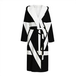 Black And White Star of David Print Hooded Bathrobe