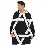 Black And White Star of David Print Hoodie Blanket