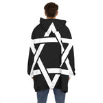 Black And White Star of David Print Hoodie Blanket