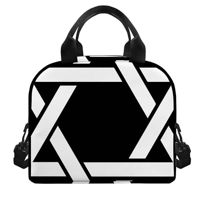 Black And White Star of David Print Insulated Lunch Bag