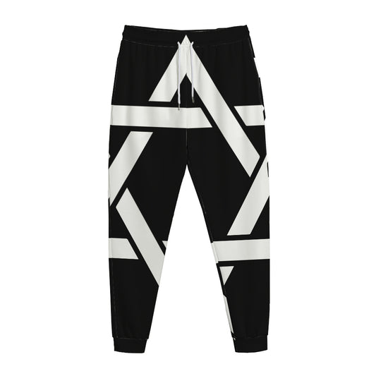 Black And White Star of David Print Jogger Pants