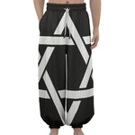 Black And White Star of David Print Lantern Pants