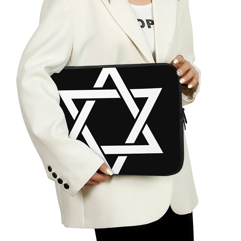 Black And White Star of David Print Laptop Sleeve