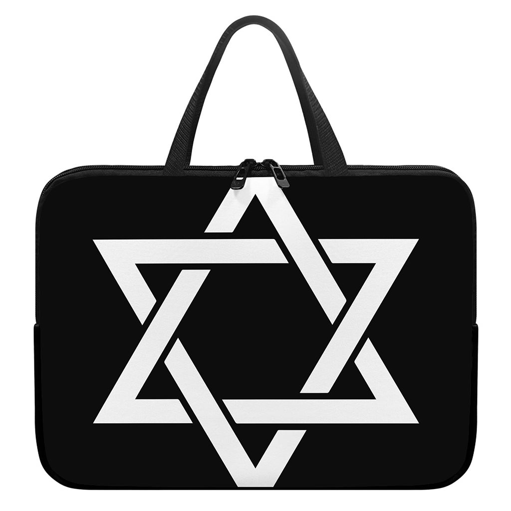 Black And White Star of David Print Laptop Sleeve With Handle