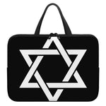 Black And White Star of David Print Laptop Sleeve With Handle