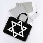 Black And White Star of David Print Laptop Sleeve With Handle