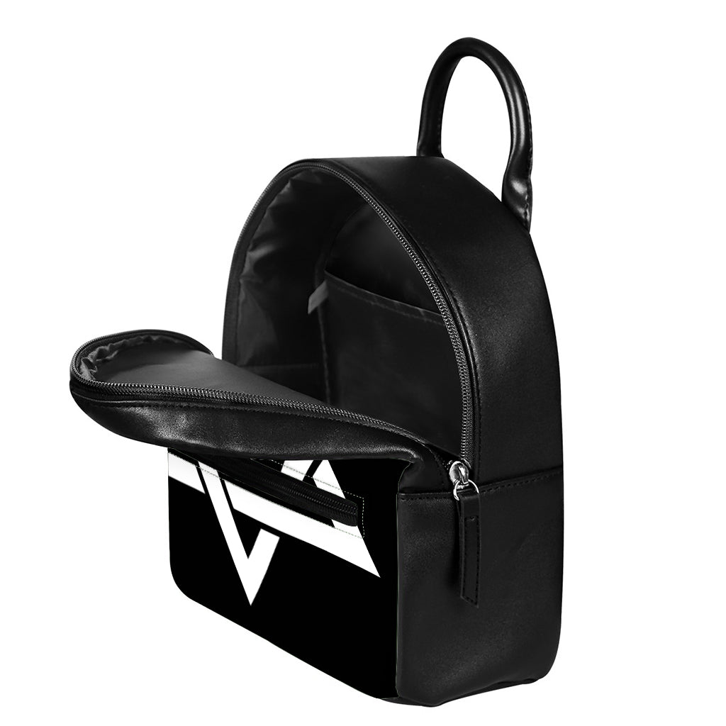 Black And White Star of David Print Leather Backpack