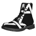 Black And White Star of David Print Lace-Up Boots