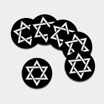 Black And White Star of David Print Leather Coaster Set