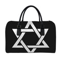 Black And White Star of David Print Leather Duffel Bag