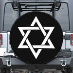 Black And White Star of David Print Leather Spare Tire Cover