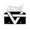 Black And White Star of David Print Leather Tissue Box Cover