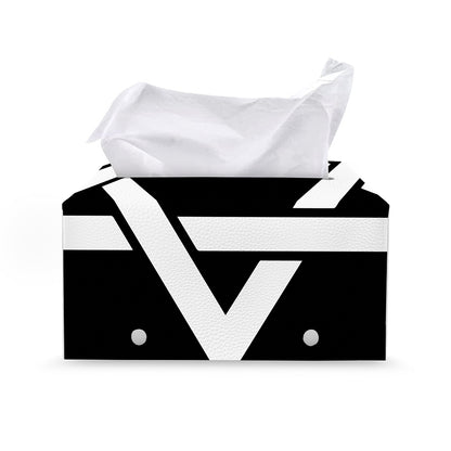 Black And White Star of David Print Leather Tissue Box Cover