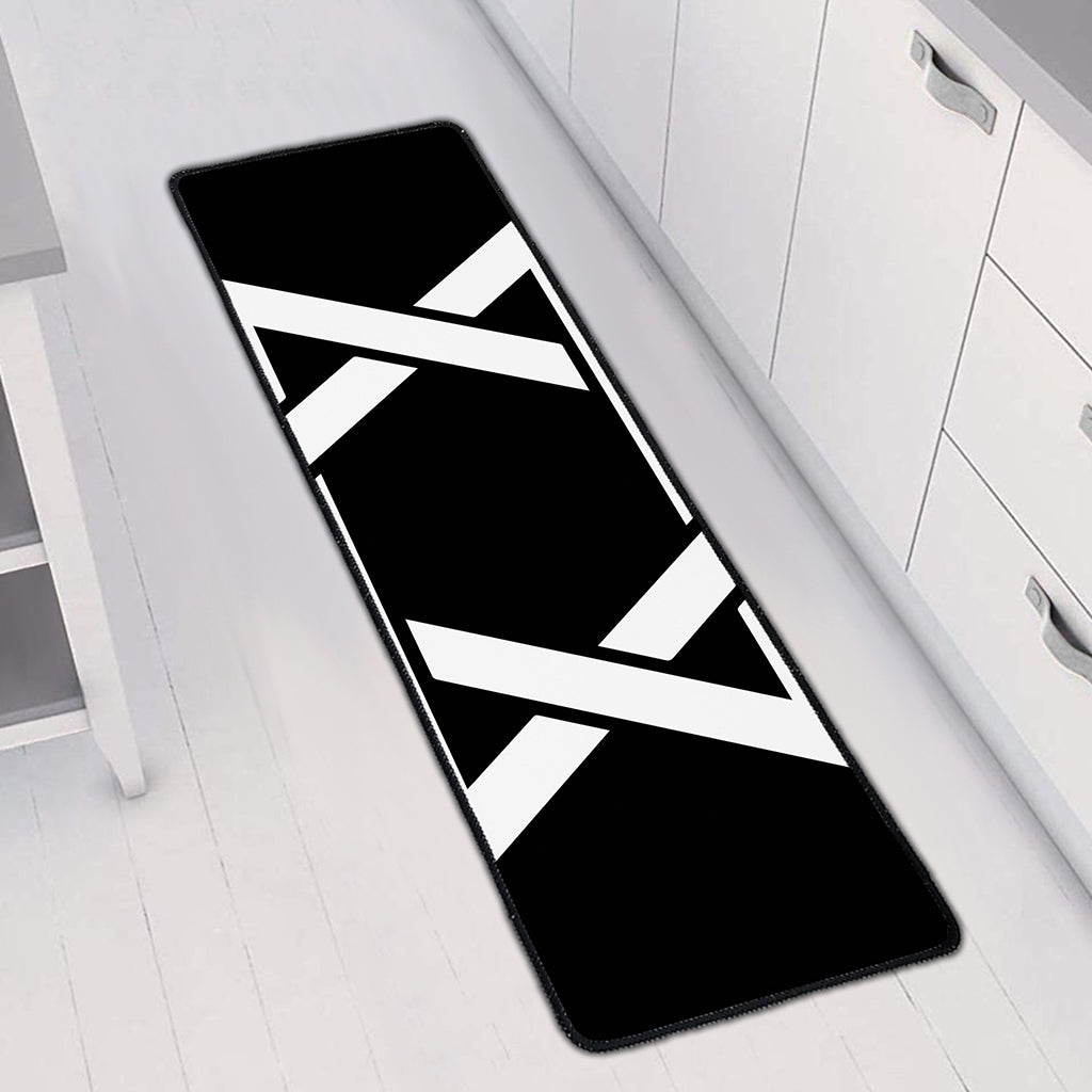Black And White Star of David Print Long Kitchen Mat